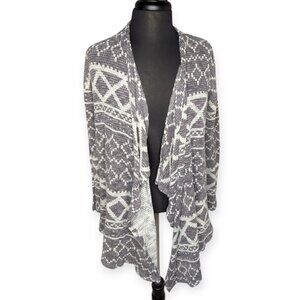 Xhilaration Gray & White Long Sleeve Lightweight Open Front Cardigan Size Small